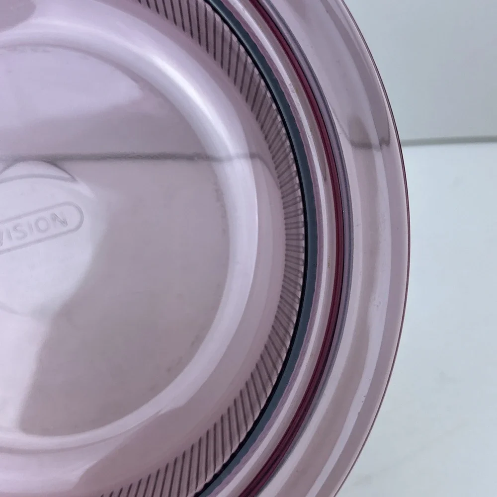 Vision V-32-B Cranberry 1.5 Qt Casserole Dish Corning Ware Glass Pyrex Lid USA